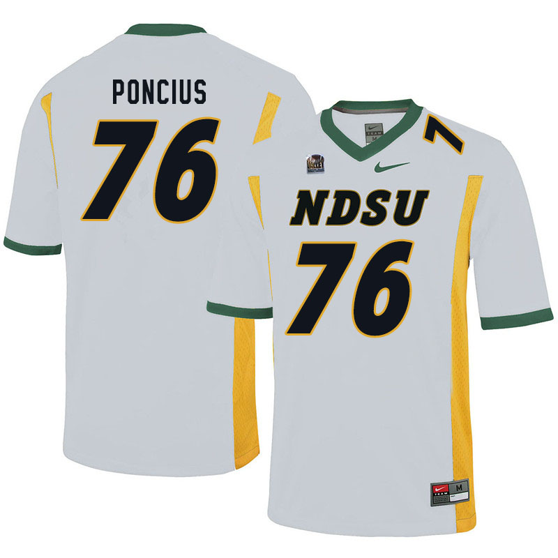 Men #76 Hunter Poncius North Dakota State Bison College Football Jerseys Sale-White